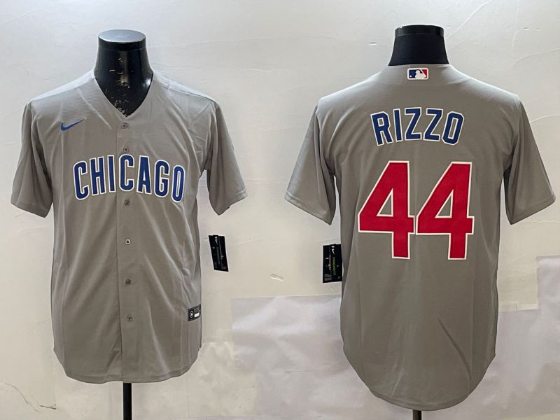 Men Chicago Cubs #44 Rizzo Grey Game 2025 Nike MLB Jersey style 5
